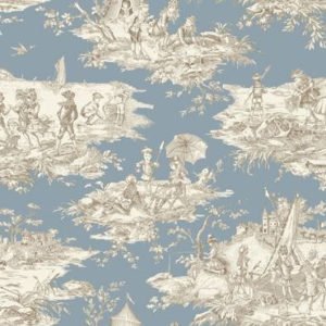 tissu coton ameublement histoire d'eau bleu