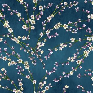 tissu coton ameublement fleurs d'amandier vert