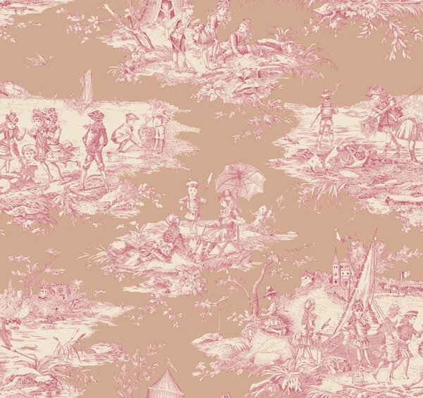 tissu coton ameublement histoire d'eau rose