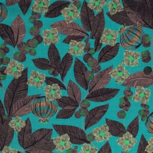 tissu lin imprimé fruit du paradis menthe